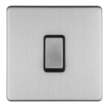 This is an image showing Eurolite Concealed 3mm 1 Gang 10Amp 2Way Switch - Stainless Steel (With Black Trim) ecss1swb available to order from T.H. Wiggans Ironmongery in Kendal, quick delivery and discounted prices.