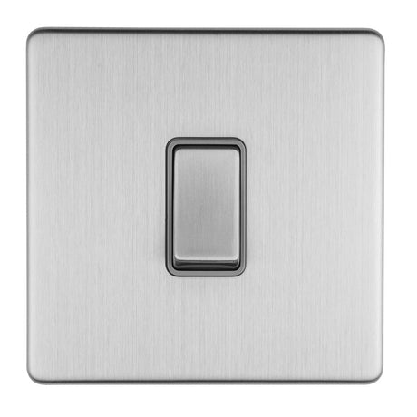 This is an image showing Eurolite Concealed 3mm 1 Gang 10Amp 2Way Switch - Stainless Steel (With Grey Trim) ecss1swg available to order from T.H. Wiggans Ironmongery in Kendal, quick delivery and discounted prices.