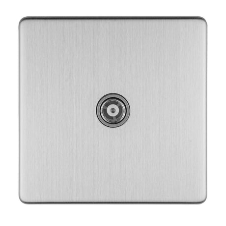 This is an image showing Eurolite Concealed 3mm 2 Gang Isolated Tv - Stainless Steel (With Grey Trim) ecss1tvg available to order from T.H. Wiggans Ironmongery in Kendal, quick delivery and discounted prices.