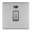 This is an image showing Eurolite Concealed 3mm 2 Gang 20Amp Dp Switch & Neon - Stainless Steel (With Grey Trim) ecss20adpswng available to order from T.H. Wiggans Ironmongery in Kendal, quick delivery and discounted prices.