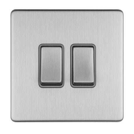 This is an image showing Eurolite Concealed 3mm 2 Gang 10Amp 2Way Switch - Stainless Steel (With Matching Trim) ecss2swg available to order from T.H. Wiggans Ironmongery in Kendal, quick delivery and discounted prices.
