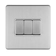 This is an image showing Eurolite Concealed 3mm 3 Gang 10Amp 2Way Switch - Stainless Steel (With Matching Trim) ecss3sww available to order from T.H. Wiggans Ironmongery in Kendal, quick delivery and discounted prices.