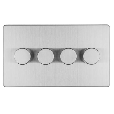 This is an image showing Eurolite Concealed 3mm 4 Gang Led Push On Off 2Way Dimmer - Stainless Steel (With Black Trim) ecss4dled available to order from T.H. Wiggans Ironmongery in Kendal, quick delivery and discounted prices.