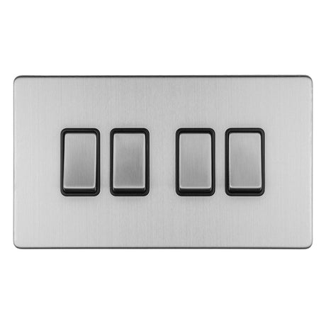 This is an image showing Eurolite Concealed 3mm 4 Gang 10Amp 2Way Switch - Stainless Steel (With Matching Trim) ecss4swb available to order from T.H. Wiggans Ironmongery in Kendal, quick delivery and discounted prices.