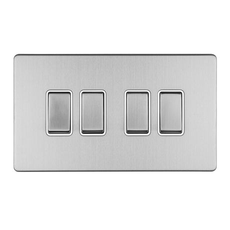 This is an image showing Eurolite Concealed 3mm 6 Gang 10Amp 2Way Switch - Stainless Steel (With Matching Trim) ecss4sww available to order from T.H. Wiggans Ironmongery in Kendal, quick delivery and discounted prices.