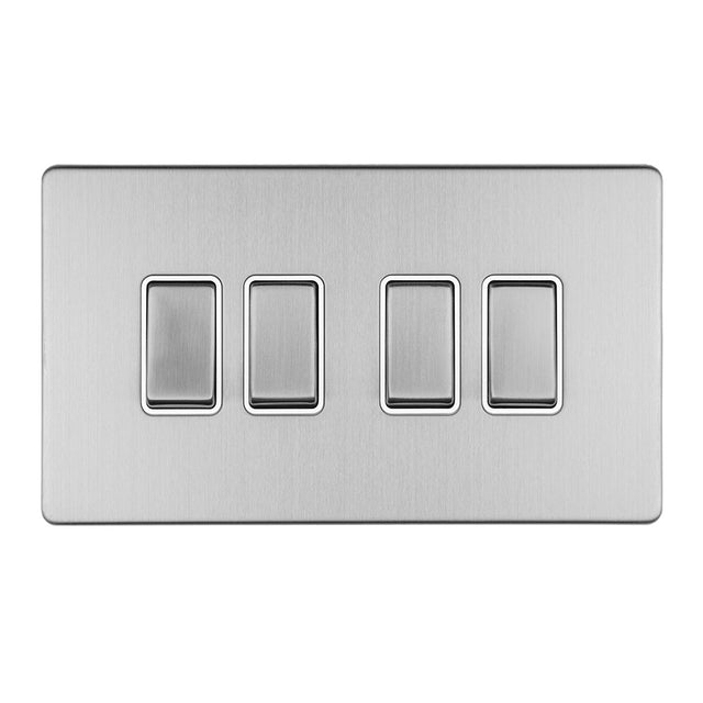 This is an image showing Eurolite Concealed 3mm 6 Gang 10Amp 2Way Switch - Stainless Steel (With Matching Trim) ecss4sww available to order from T.H. Wiggans Ironmongery in Kendal, quick delivery and discounted prices.