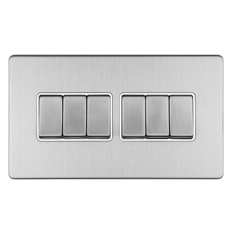 This is an image showing Eurolite Concealed 3mm 8 Gang 10Amp 2Way Switch - Stainless Steel (With Matching Trim) ecss6sww available to order from T.H. Wiggans Ironmongery in Kendal, quick delivery and discounted prices.