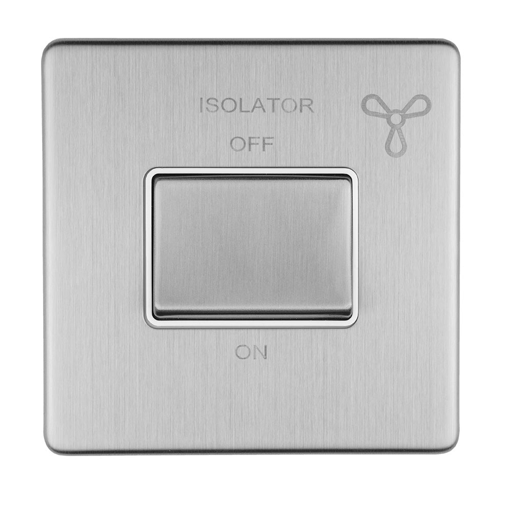 This is an image showing Eurolite Concealed 3mm 6Amp Fan Isolator Switch - Stainless Steel (With Matching Trim) ecssfsww available to order from T.H. Wiggans Ironmongery in Kendal, quick delivery and discounted prices.