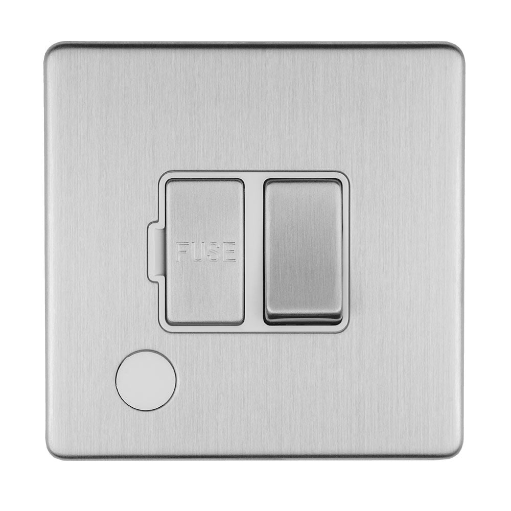 This is an image showing Eurolite Concealed 3mm 13Amp Switched Fuse Spur With Flex Outlet - Stainless Steel (With Matching Trim) ecssswffow available to order from T.H. Wiggans Ironmongery in Kendal, quick delivery and discounted prices.