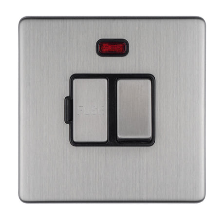 This is an image showing Eurolite Concealed 3mm 13Amp Switched Fuse Spur With Neon - Stainless Steel (With Matching Trim) ecssswfnb available to order from T.H. Wiggans Ironmongery in Kendal, quick delivery and discounted prices.