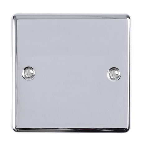 This is an image showing Eurolite Enhance Decorative Single Blank Plate - Polished Chrome en1bpc available to order from T.H. Wiggans Ironmongery in Kendal, quick delivery and discounted prices.