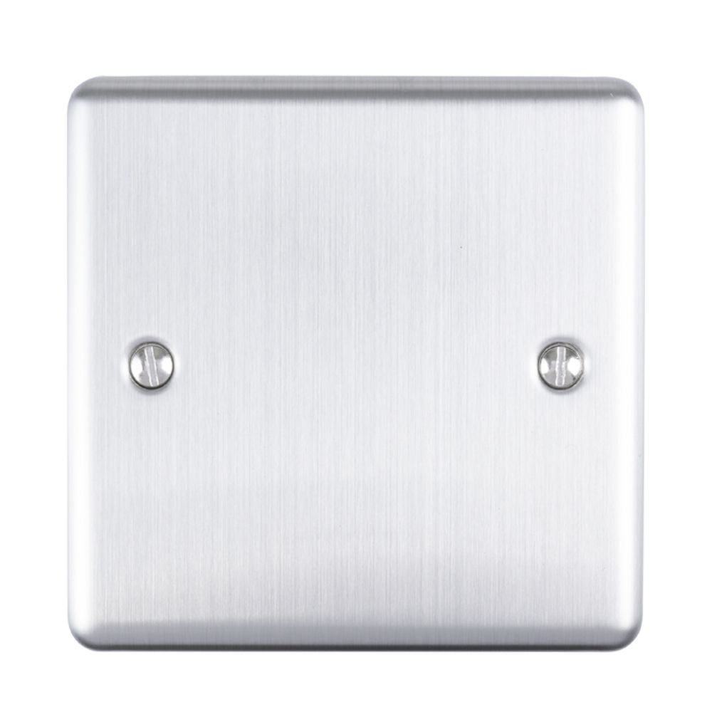 This is an image showing Eurolite Enhance Decorative Single Blank Plate - Satin Stainless Steel en1bss available to order from T.H. Wiggans Ironmongery in Kendal, quick delivery and discounted prices.