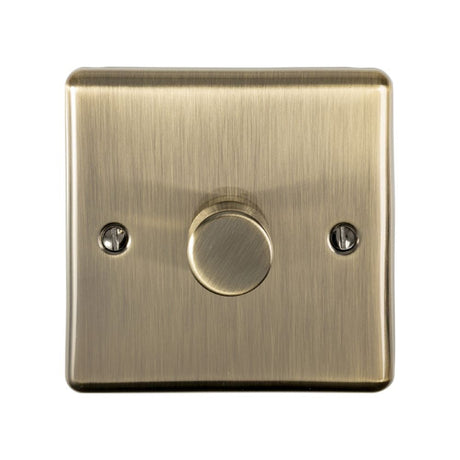 This is an image showing Eurolite Enhance Decorative 1 Gang Dimmer - Antique Brass en1dledabb available to order from T.H. Wiggans Ironmongery in Kendal, quick delivery and discounted prices.