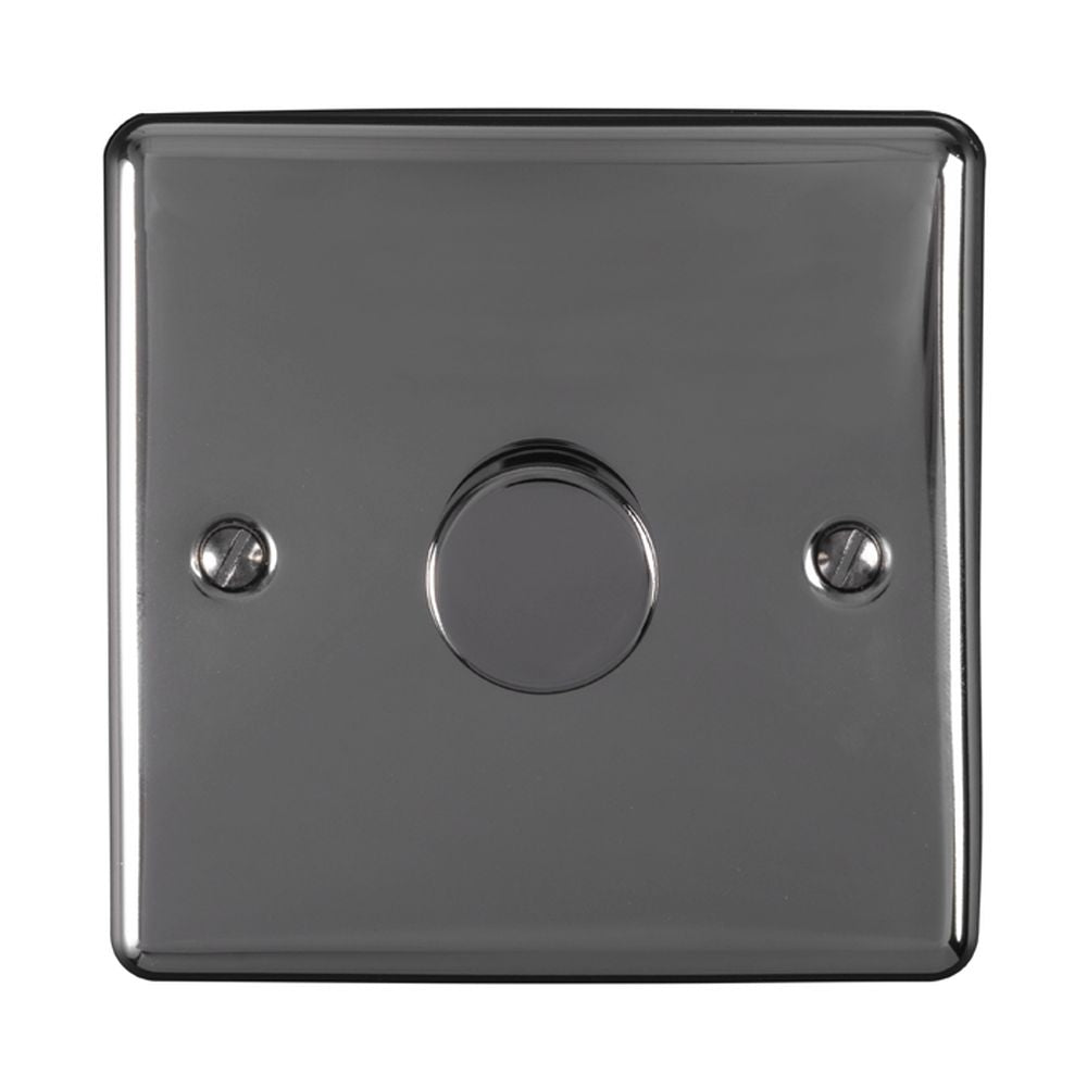 This is an image showing Eurolite Enhance Decorative 1 Gang Dimmer - Black Nickel en1dledbn available to order from T.H. Wiggans Ironmongery in Kendal, quick delivery and discounted prices.