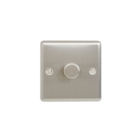 This is an image showing Eurolite Enhance Decorative 1 Gang Dimmer - Satin Stainless Steel en1dledss available to order from T.H. Wiggans Ironmongery in Kendal, quick delivery and discounted prices.