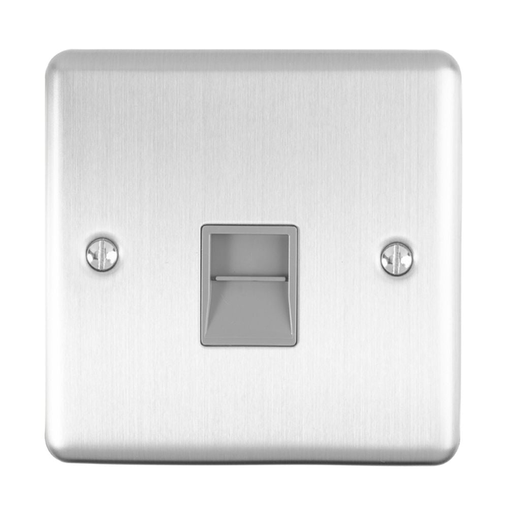 This is an image showing Eurolite Enhance Decorative Telephone Slave - Satin Stainless Steel (With Grey Trim) en1slssg available to order from T.H. Wiggans Ironmongery in Kendal, quick delivery and discounted prices.
