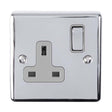This is an image showing Eurolite Enhance Decorative 1 Gang Socket - Polished Chrome (With Grey Trim) en1sopcg available to order from T.H. Wiggans Ironmongery in Kendal, quick delivery and discounted prices.