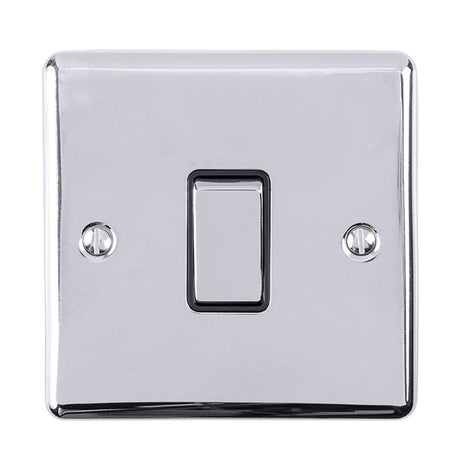 This is an image showing Eurolite Enhance Decorative 1 Gang Switch - Polished Chrome (With Black Trim) en1swpcb available to order from T.H. Wiggans Ironmongery in Kendal, quick delivery and discounted prices.