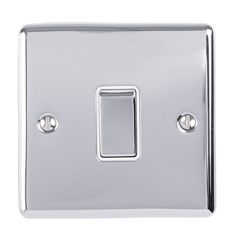 This is an image showing Eurolite Enhance Decorative 1 Gang Switch - Polished Chrome (With White Trim) en1swpcw available to order from T.H. Wiggans Ironmongery in Kendal, quick delivery and discounted prices.