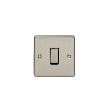 This is an image showing Eurolite Enhance Decorative 1 Gang Switch - Satin Stainless Steel (With Black Trim) en1swssb available to order from T.H. Wiggans Ironmongery in Kendal, quick delivery and discounted prices.