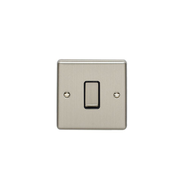 This is an image showing Eurolite Enhance Decorative 1 Gang Switch - Satin Stainless Steel (With Black Trim) en1swssb available to order from T.H. Wiggans Ironmongery in Kendal, quick delivery and discounted prices.