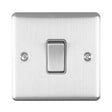This is an image showing Eurolite Enhance Decorative 1 Gang Switch - Satin Stainless Steel (With Grey Trim) en1swssg available to order from T.H. Wiggans Ironmongery in Kendal, quick delivery and discounted prices.