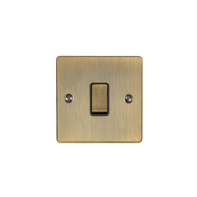 This is an image showing Eurolite Enhance Decorative 1 Gang Switch - Antique Brass (With Black Trim) en1swabb available to order from T.H. Wiggans Ironmongery in Kendal, quick delivery and discounted prices.
