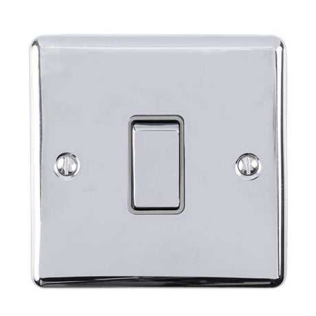 This is an image showing Eurolite Enhance Decorative 1 Gang Switch - Polished Chrome (With Grey Trim) en1swpcg available to order from T.H. Wiggans Ironmongery in Kendal, quick delivery and discounted prices.
