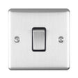 This is an image showing Eurolite Enhance Decorative 20Amp Switch - Satin Stainless Steel (With Black Trim) en20aswssb available to order from T.H. Wiggans Ironmongery in Kendal, quick delivery and discounted prices.
