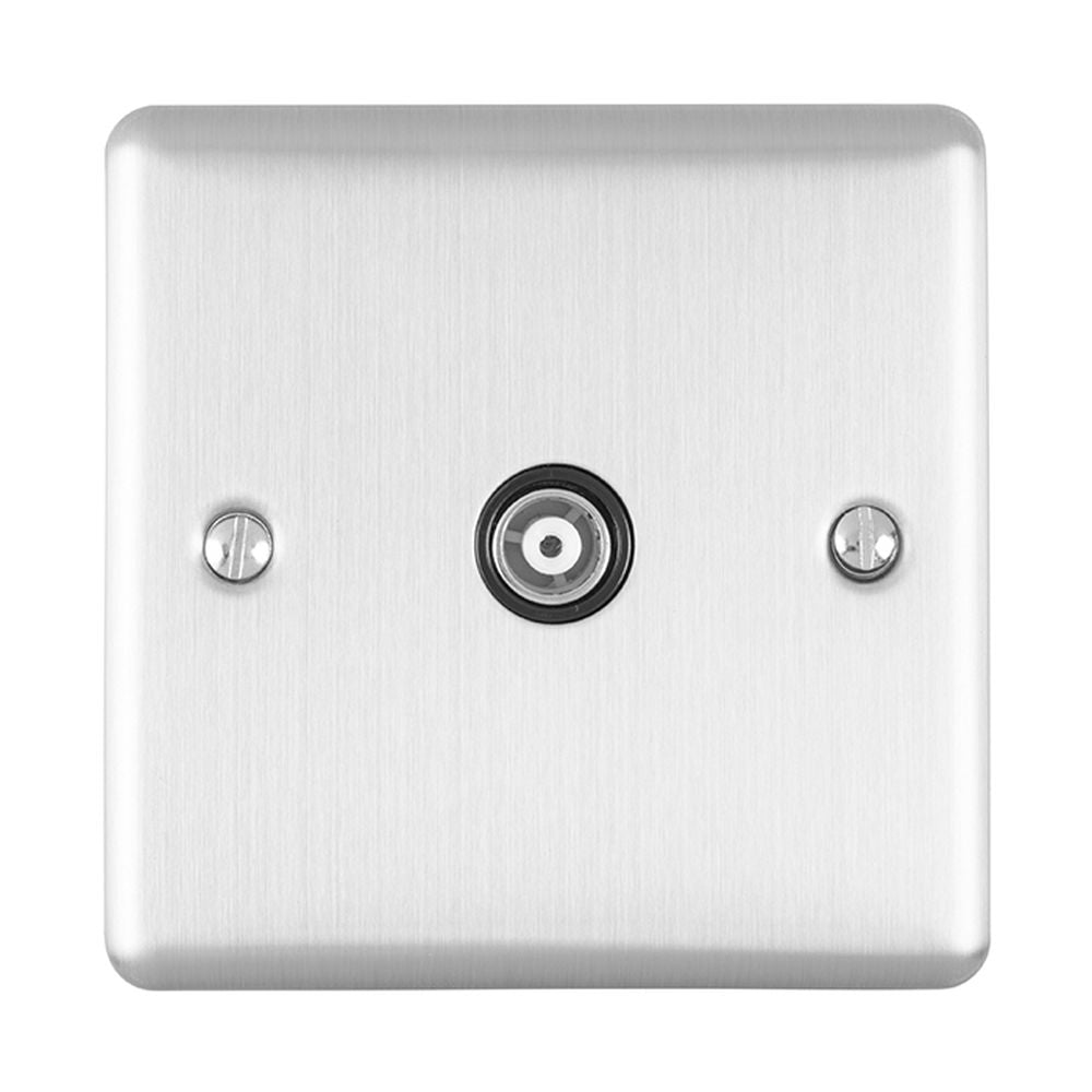 This is an image showing Eurolite Enhance Decorative TV - Satin Stainless Steel (With Black Trim) en1tvssb available to order from T.H. Wiggans Ironmongery in Kendal, quick delivery and discounted prices.