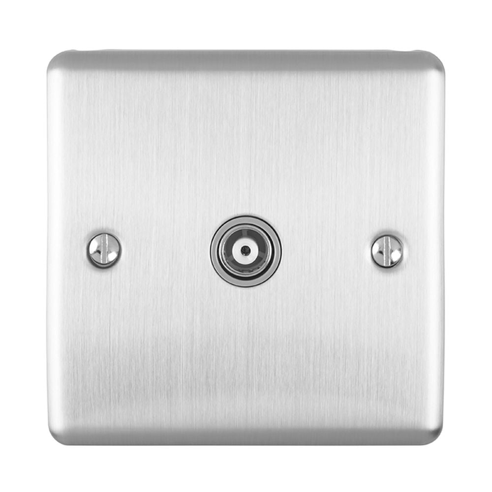 This is an image showing Eurolite Enhance Decorative TV - Satin Stainless Steel (With Grey Trim) en1tvssg available to order from T.H. Wiggans Ironmongery in Kendal, quick delivery and discounted prices.