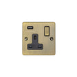 This is an image showing Eurolite Enhance Decorative 1 Gang USB Socket - Antique Brass (With Black Trim) en1usbabb available to order from T.H. Wiggans Ironmongery in Kendal, quick delivery and discounted prices.
