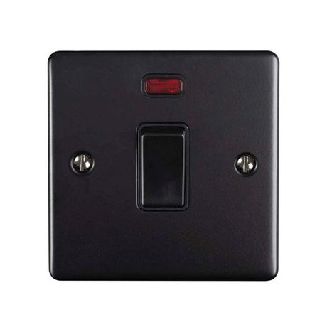 This is an image showing Eurolite Enhance Decorative 20Amp Switch with Neon Indicator - Matt Black (With Black Trim) en20aswnmbb available to order from T.H. Wiggans Ironmongery in Kendal, quick delivery and discounted prices.