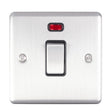 This is an image showing Eurolite Enhance Decorative 20Amp Switch with Neon Indicator - Satin Stainless Steel (With Black Trim) en20aswnssb available to order from T.H. Wiggans Ironmongery in Kendal, quick delivery and discounted prices.