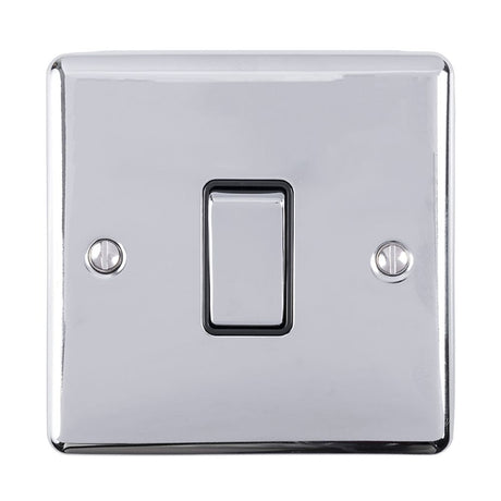 This is an image showing Eurolite Enhance Decorative 20Amp Switch - Polished Chrome (With Black Trim) en20aswpcb available to order from T.H. Wiggans Ironmongery in Kendal, quick delivery and discounted prices.