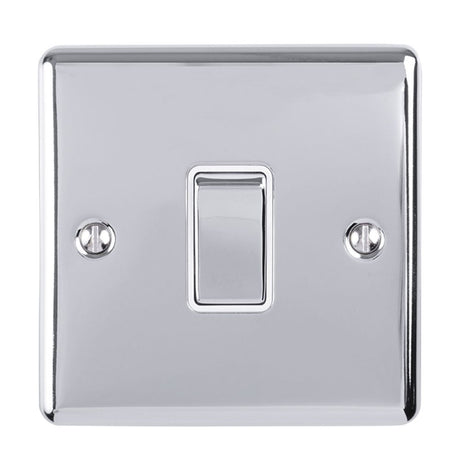 This is an image showing Eurolite Enhance Decorative 20Amp Switch - Polished Chrome (With White Trim) en20aswpcw available to order from T.H. Wiggans Ironmongery in Kendal, quick delivery and discounted prices.