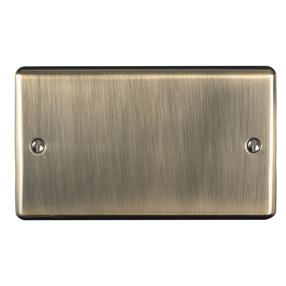This is an image showing Eurolite Enhance Decorative Double Blank Plate - Antique Brass en2babb available to order from T.H. Wiggans Ironmongery in Kendal, quick delivery and discounted prices.