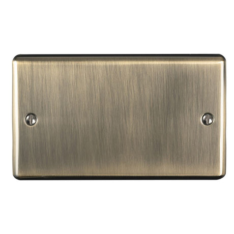 This is an image showing Eurolite Enhance Decorative Double Blank Plate - Antique Brass en2babb available to order from T.H. Wiggans Ironmongery in Kendal, quick delivery and discounted prices.