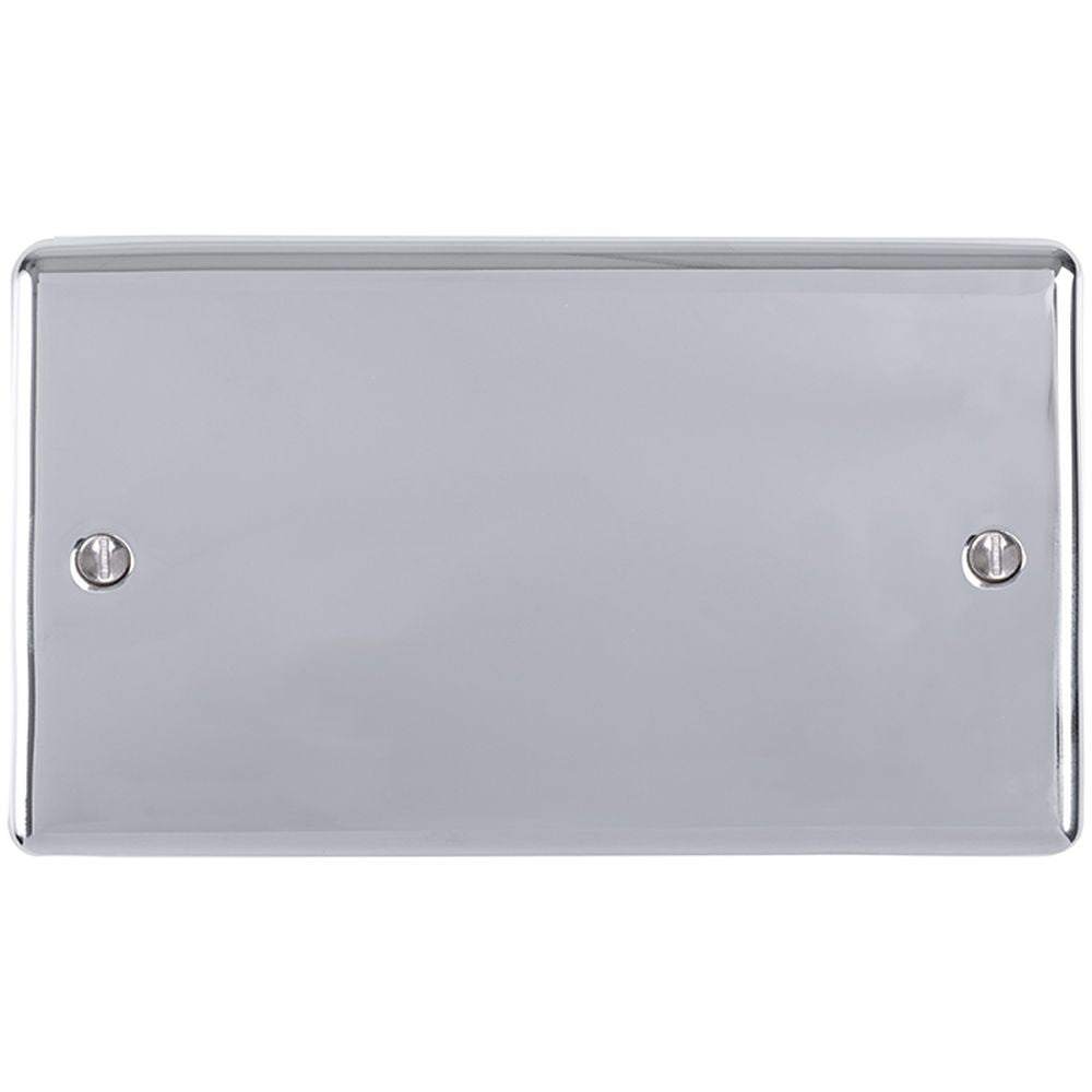 This is an image showing Eurolite Enhance Decorative Double Blank Plate - Polished Chrome en2bpc available to order from T.H. Wiggans Ironmongery in Kendal, quick delivery and discounted prices.