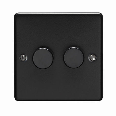 This is an image showing Eurolite Enhance Decorative 2 Gang Dimmer - Matt Black en2dledmbb available to order from T.H. Wiggans Ironmongery in Kendal, quick delivery and discounted prices.
