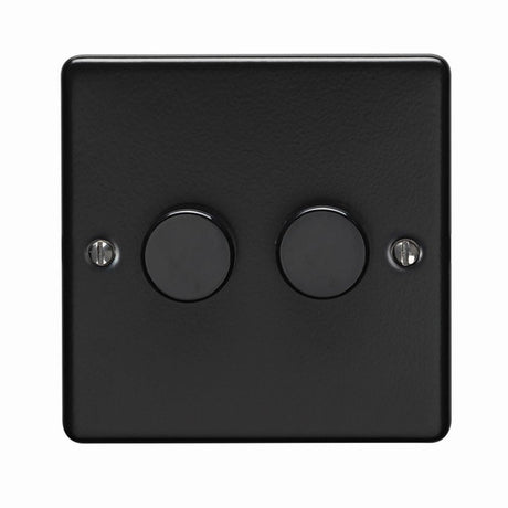 This is an image showing Eurolite Enhance Decorative 2 Gang Dimmer - Matt Black en2dledmbb available to order from T.H. Wiggans Ironmongery in Kendal, quick delivery and discounted prices.