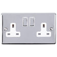 This is an image showing Eurolite Enhance Decorative 2 Gang Socket - Polished Chrome (With White Trim) en2sopcw available to order from T.H. Wiggans Ironmongery in Kendal, quick delivery and discounted prices.