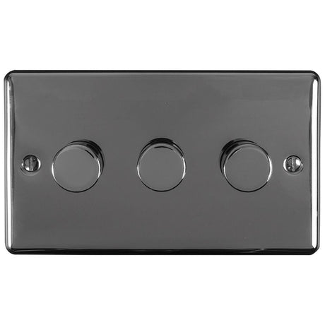 This is an image showing Eurolite Enhance Decorative 3 Gang Dimmer - Black Nickel en3dledbn available to order from T.H. Wiggans Ironmongery in Kendal, quick delivery and discounted prices.