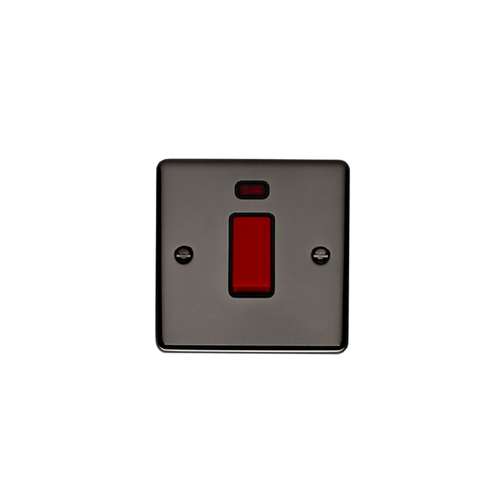 This is an image showing Eurolite Enhance Decorative 45Amp Switch with Neon Indicator - Black Nickel (With Black Trim) en45aswnsbnb available to order from T.H. Wiggans Ironmongery in Kendal, quick delivery and discounted prices.