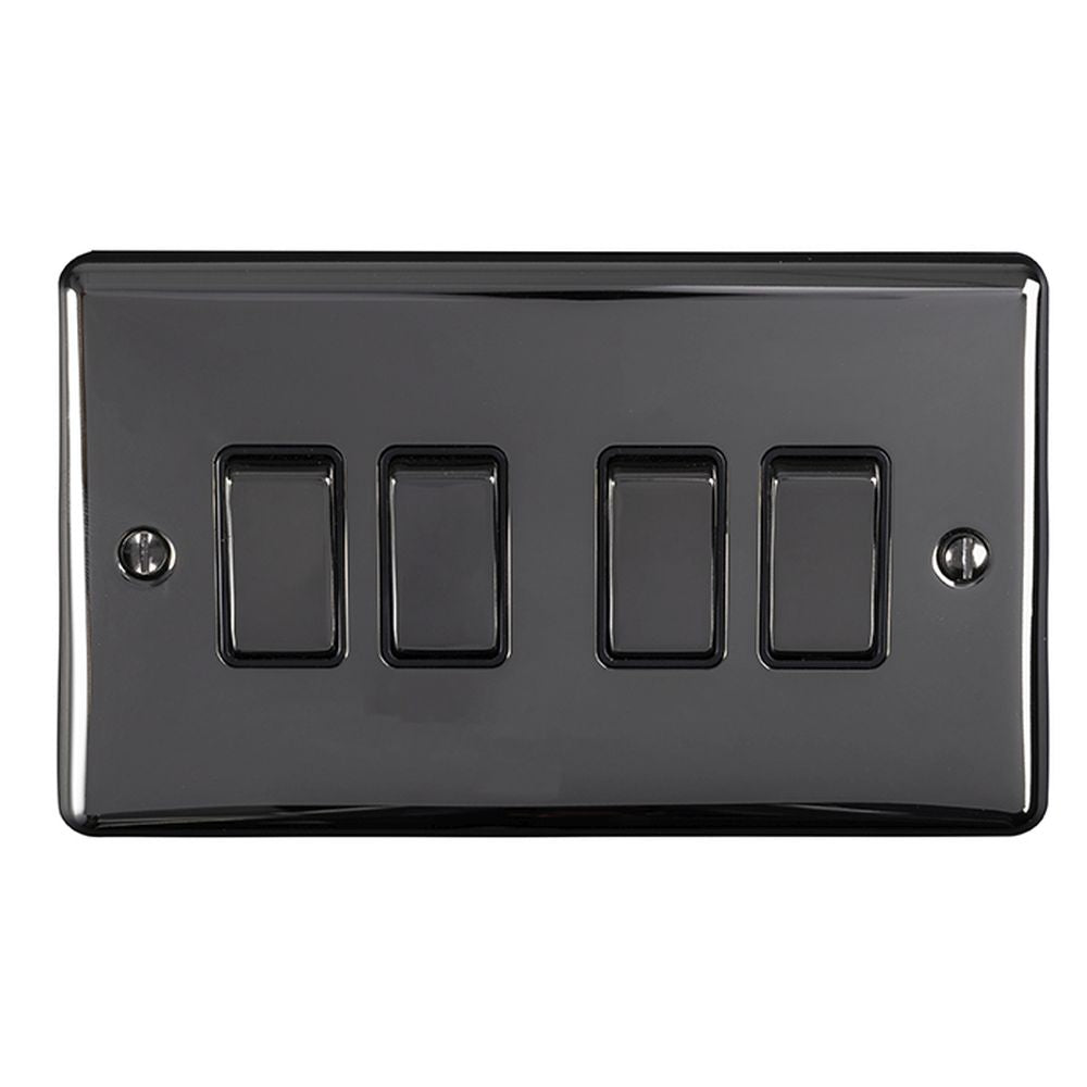 This is an image showing Eurolite Enhance Decorative 4 Gang Switch - Black Nickel (With Black Trim) en4swbnb available to order from T.H. Wiggans Ironmongery in Kendal, quick delivery and discounted prices.