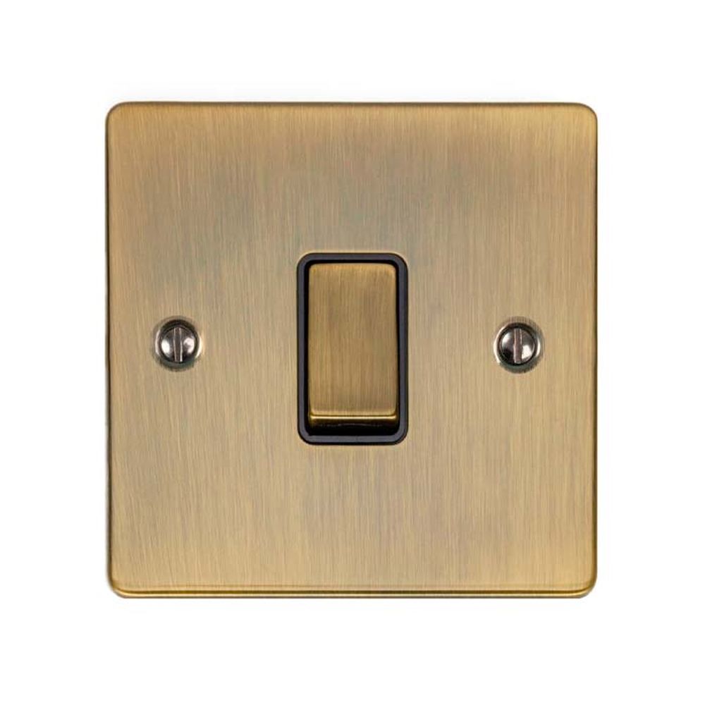 This is an image showing Eurolite Enhance Decorative Intermediate Switch - Antique Brass (With Black Trim) enintabb available to order from T.H. Wiggans Ironmongery in Kendal, quick delivery and discounted prices.