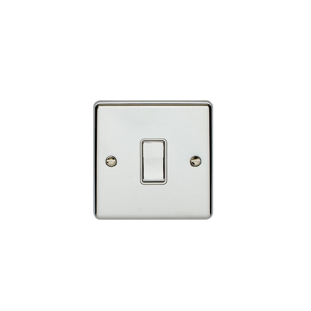 This is an image showing Eurolite Enhance Decorative Intermediate Switch - Polished Chrome (With White Trim) enintpcw available to order from T.H. Wiggans Ironmongery in Kendal, quick delivery and discounted prices.