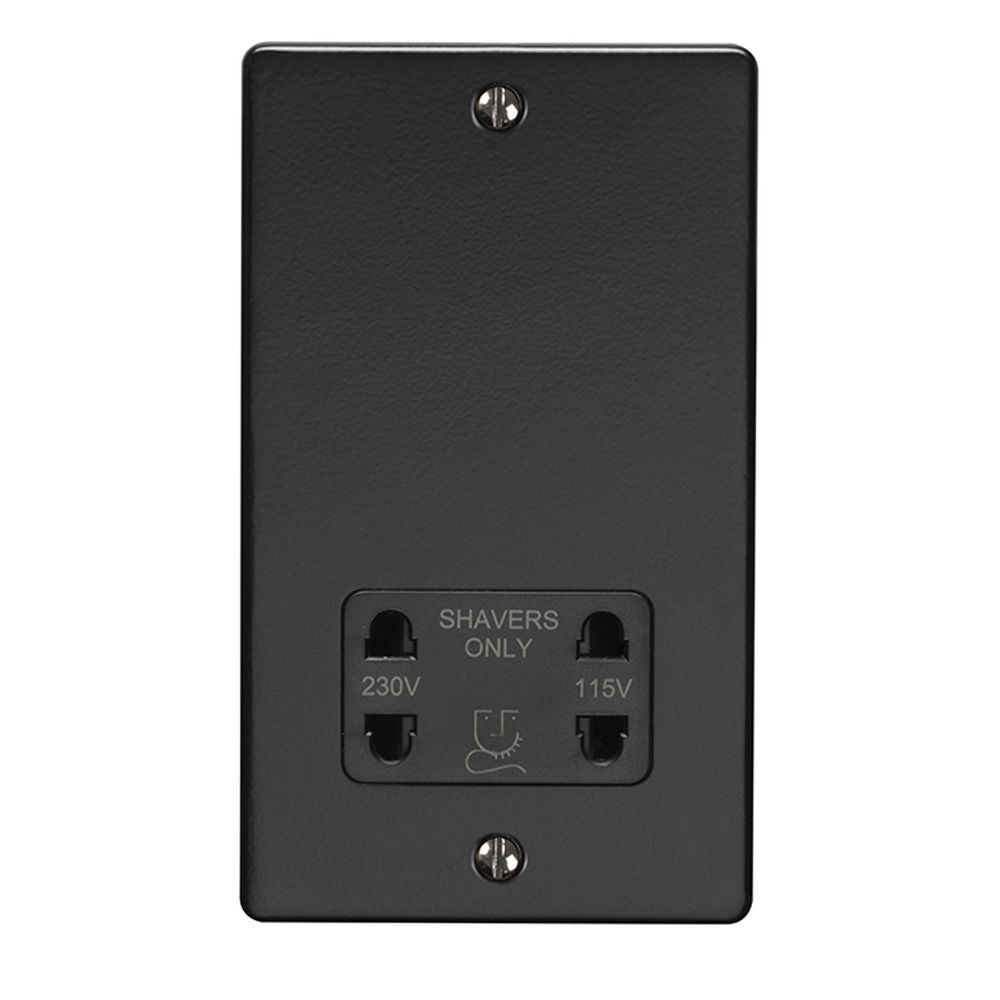 This is an image showing Eurolite Enhance Decorative Shaver Socket - Matt Black (With Black Trim) enshsmbb available to order from T.H. Wiggans Ironmongery in Kendal, quick delivery and discounted prices.