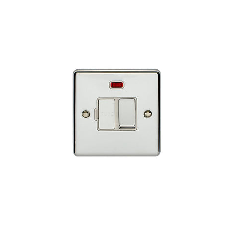 This is an image showing Eurolite Enhance Decorative Switched Fuse Spur With Neon Indicator - Polished Chrome (With White Trim) enswfnpcw available to order from T.H. Wiggans Ironmongery in Kendal, quick delivery and discounted prices.