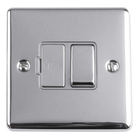 This is an image showing Eurolite Enhance Decorative Switched Fuse Spur - Polished Chrome (With Grey Trim) enswfpcg available to order from T.H. Wiggans Ironmongery in Kendal, quick delivery and discounted prices.